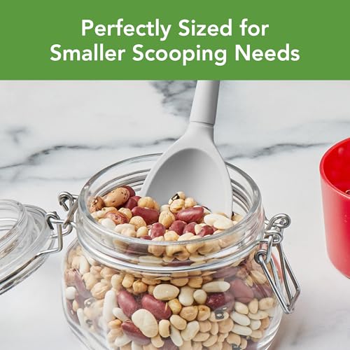 Tovolo Small Deep Silicone Serving Spoon - Heat Resistant, Dishwasher Safe, Oyster Gray