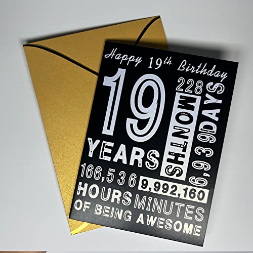 19th Birthday Card for Son Daughter - 5x7 Inch Premium Greeting Card with Envelope