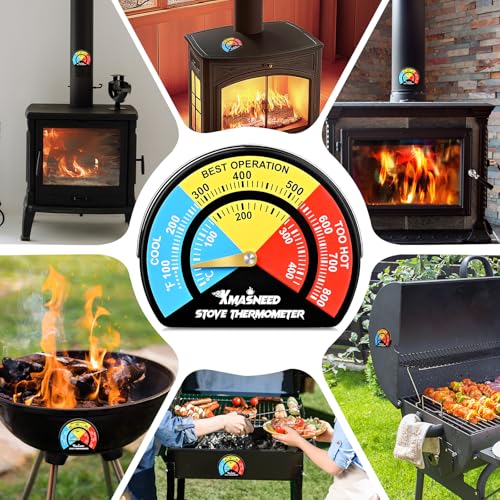 Large Magnetic Fireplace Thermometer for Wood & Pellet Stoves - 1PCS