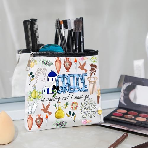 Greece Travel Canvas Makeup Pouch Bag Souvenir Organizer
