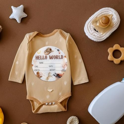 Acrylic Baby Birth Announcement Sign - Western Cowboy Theme, Double-Sided, 5.9"