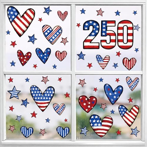4th of July Patriotic Window Clings - 250th Anniversary Decor