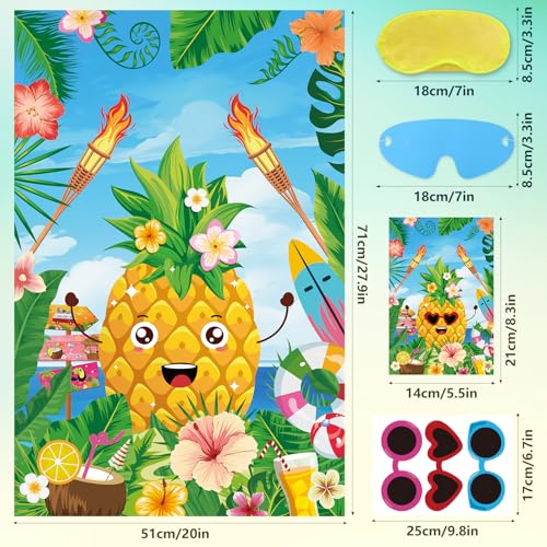 Hooqict Luau Party Game - Pin the Sunglasses on the Pineapple