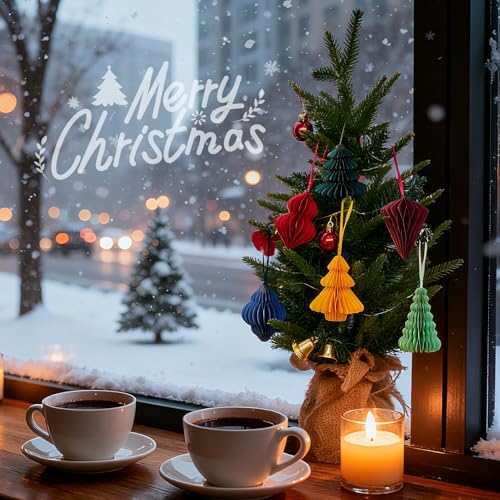 Easy Joy 6PCS Christmas Honeycomb Paper Ornaments - 3D Decor