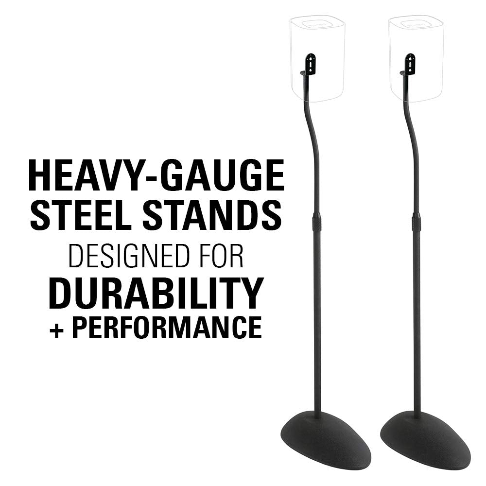 SANUS Height Adjustable Speaker Stands for Home Theater - Durable Design w/Tear Drop Base Fits Speakers up to 4lbs - 13" of Tool-Free Height Adjustment - Easy DIY Assembly