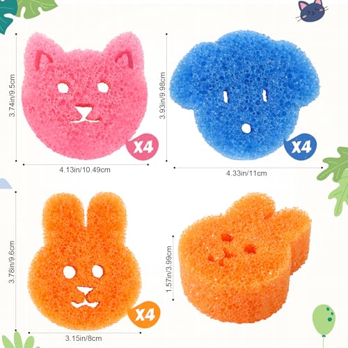 ACoco 12 Pcs Temperature Sensitive Dual-Sided Dog Scrub Sponges Non-Scratch