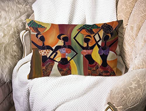 Solekla Farmhouse Outdoor Throw Pillow Cover 12x20 Inch African Woman Design - Jcp135