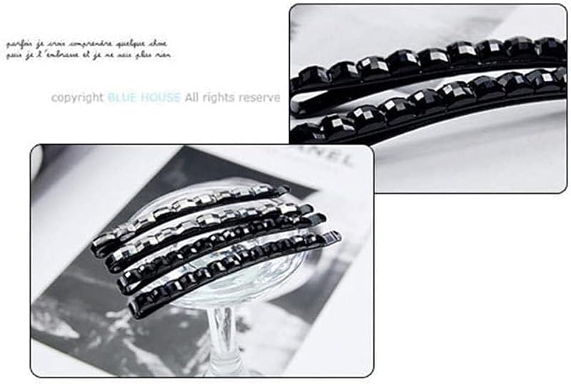 Black Rhinestone Hair Barrettes Crystal Bobby Pins 2Pcs