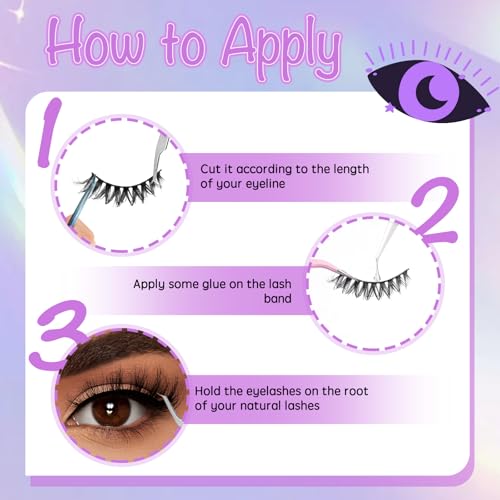 Klfoho 10 Pairs Wispy Cat Eye False Eyelashes Wet Look Manga Lashes