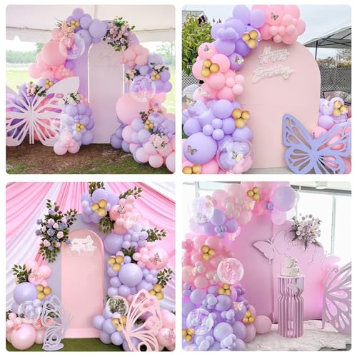 Butterfly Balloon Arch Kit - Pink & Purple with Gold Balloons