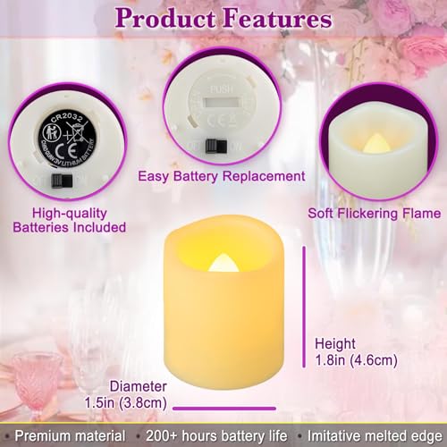 72 Pack Battery Operated Flameless LED Tea Lights - Flickering Votive Candles for Wedding Halloween Christmas