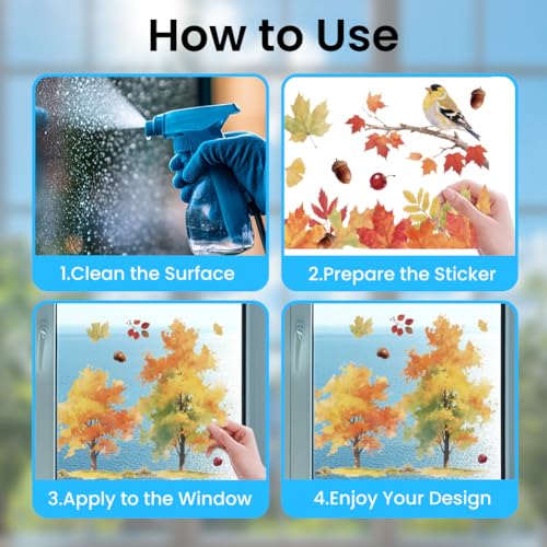 Autumn Forest & Maple Leaves Window Clings - 47.24" x 11.8"