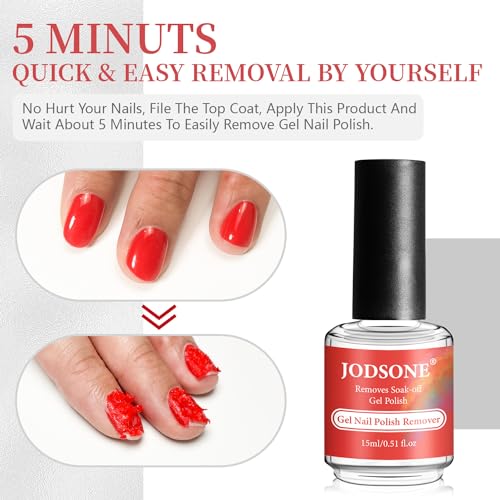 JODSONE Quick Gel Nail Polish Remover 15ml - Fast Acting 3-5 Minute Soak Off