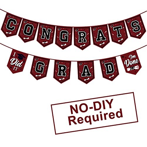 2026 Maroon Graduation Banner - Pre-Assembled Decor for Parties