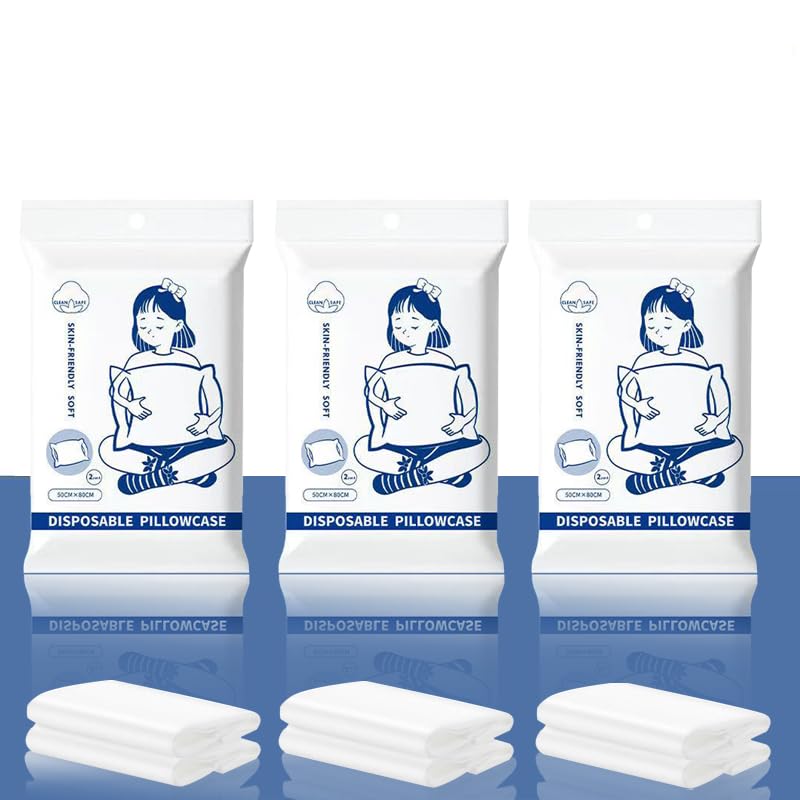 Disposable Pillowcases 20 x 30 Inches - Pack of 6, Non-Woven Fabric, Travel & Hotel Use