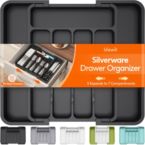 Lifewit Expandable Silverware Drawer Organizer - BPA Free Utensil Tray