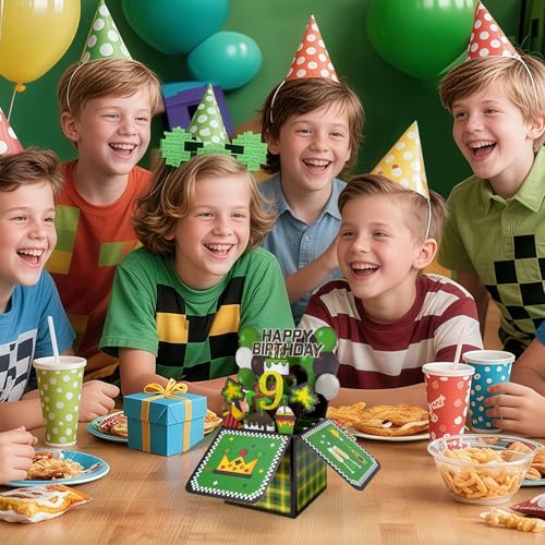 9th Birthday Card for Boys - Pixel Gaming 3D Pop Up Greeting Card
