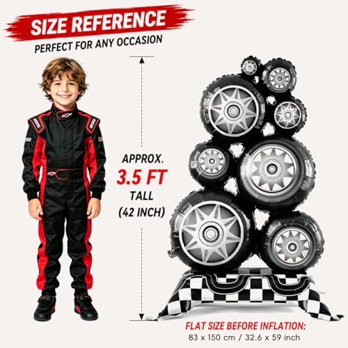 3.5FT Tire Balloon - Self Standing Race Car Birthday Decor (1 PCS)