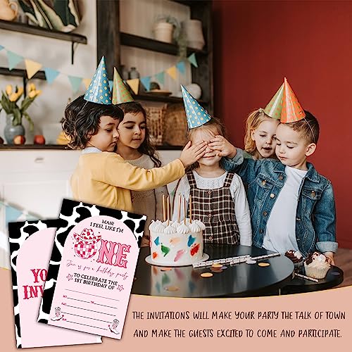 Pink Disco Cowgirl Birthday Invitations - 20 Pack with Envelopes