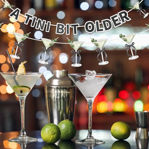 A Tini Bit Older Martini Birthday Banner - Green and Black Party Decor