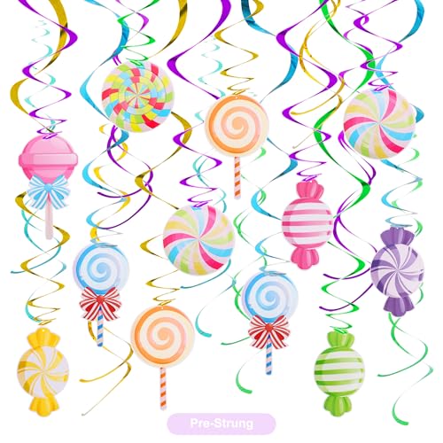 BEISHIDA 30-Piece Candyland Hanging Swirl Decorations - Candyland 2 Design