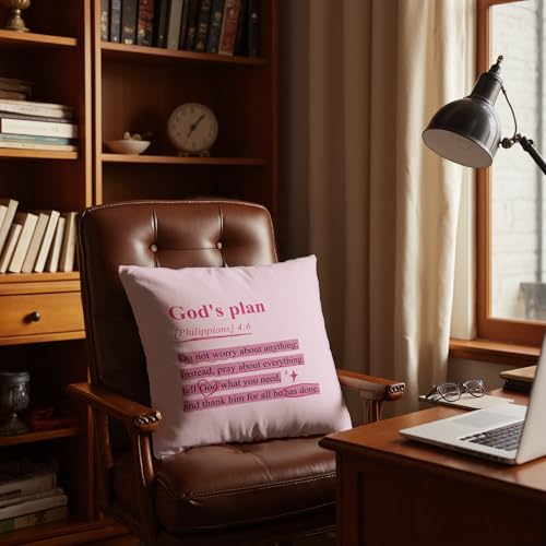 Pink Christian Pillow Cover 18x18 - Religious Home Decor
