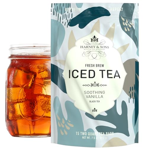 Harney & Sons Organic Vanilla Black Iced Tea Bags, 15 Count