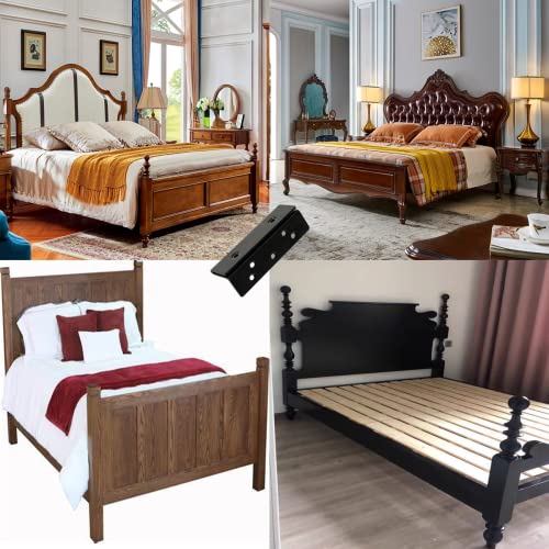Heavy-Duty Double Hook Slot Brackets for Wooden Bed Frames - Set of 2