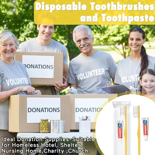 HOFASON Disposable Travel Toothbrush Set with Toothpaste 10 Pack