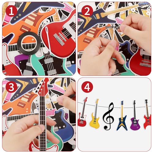 Guitar Cutout Banner for Music Theme Party Decor - 20 Pieces