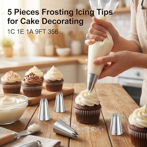 Large Stainless Steel Cake Decorating Tips Set 5pcs Piping Nozzles