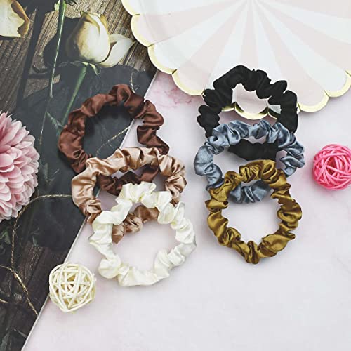 Yuntop 12-Piece Silk Satin Skinny Hair Scrunchies for Women and Girls