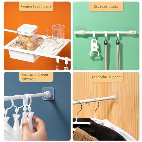 KuuGuu 12-Pack Adhesive Shower Curtain Rod Holders - No Drill Wall Brackets