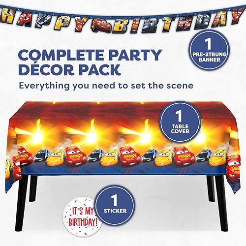 Disney Cars Birthday Party Decoration Set - Banner and Tablecloth