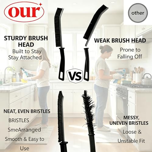 Crevice Cleaning Brush Set - 3pc Stiff Bristle Tool for Tight Spaces