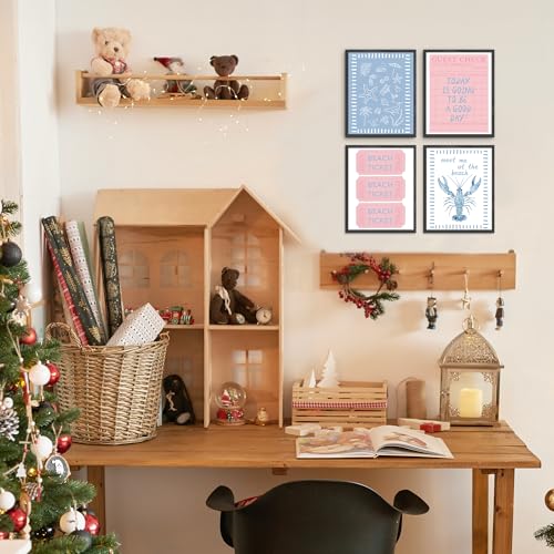 Coastal Preppy Beach Wall Art Prints Set of 4 8x10 Coastal Room Decor