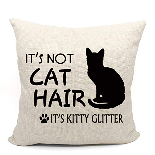 Funny Cat Glitter Throw Pillow Case - 18x18 Beige Cushion Cover