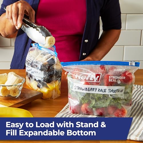 Hefty Slider Quart Freezer Bags, 74 Count - Extra Strong Seal
