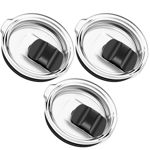 3 Pack 20 oz Tumbler Lid,Replacement Lids Compatible for YETI -BPA Free Spill Proof Cup Covers - Compatible with 10/24 oz Mug and 10 oz Lowball(Black)