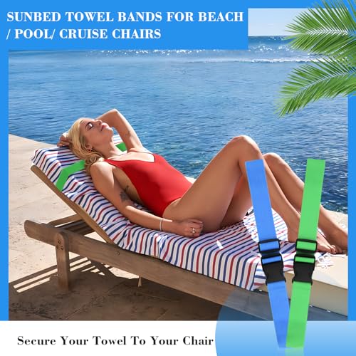 Adjustable Towel Band with Buckle - 2 Pack Beach Chair Clips
