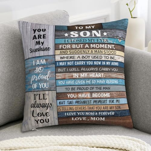 To My Son Throw Pillow Cover - 18x18 Inches - S O N Gift