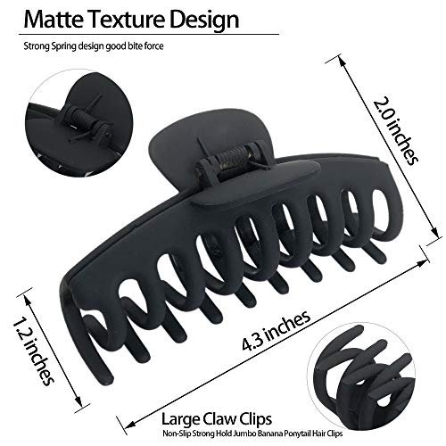 OWIIZI 4.3" Matte Large Hair Claw Clip - Non-Slip Strong Hold Barrette