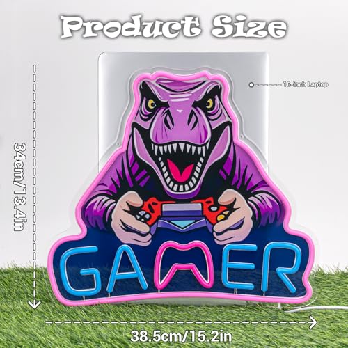 Dinosaur Neon Sign T-Rex LED Wall Light for Room Decor - T-Rex Game Variation