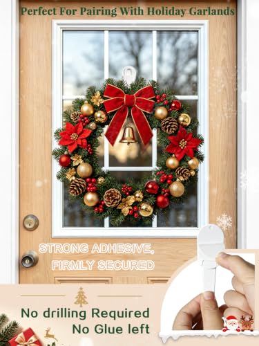 White 16Pcs Christmas Garland Hangers for Mantle Wreath & Stockings Silicone Hooks