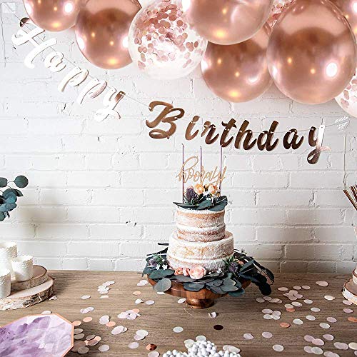 Rose Gold Metallic and Confetti Latex Balloons 50 Pack for Party Decor