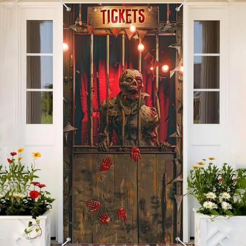 BlissYard Halloween Zombie Booth Door Cover 35x71 Inch Polyester