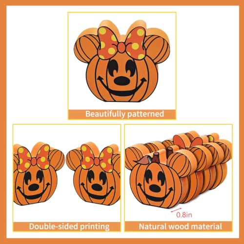 Fall Wooden Table Decorations - 4pcs Pumpkin Centerpieces