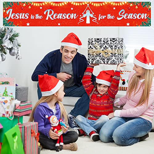 Jesus Is The Reason for The Season Christmas Banner - Christian Decorations, 9.8x1.6 ft, Holiday Party Background - Variation of Jesus Season