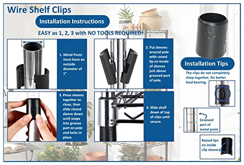 JSP Manufacturing 1" Wire Shelf Clips - 16 Pack (8 Pairs) for Metal Racks