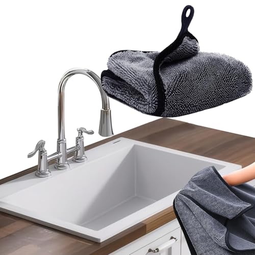 Ecopandy Microfiber Cleaning Cloth, 16x24" Grey Streak-Free Drying Towel